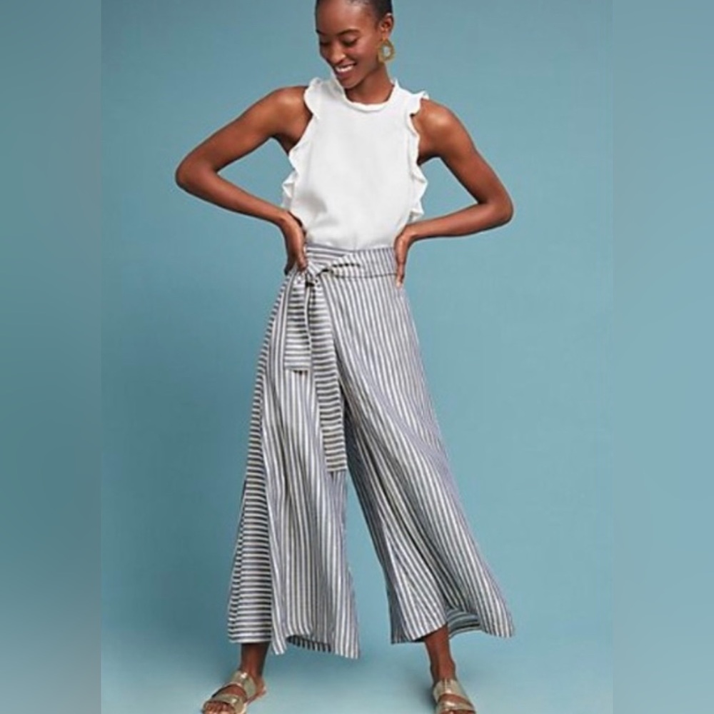 Eva Franco blue and white striped palazzo pants